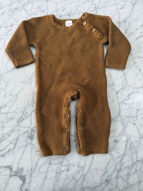 Zestt Organics Kids Knit One-Piece in Camel Brown Sz 0-6 Mo